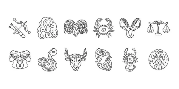 Signe Zodiaque Couleur Réglée Astrologie Horoscope Tous Les Signes Éléments — Image vectorielle