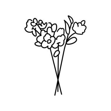 Çiçek vektör düz elementli güzel buket. 