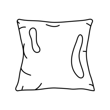 Tekstil yastıklı düz element. İç dekorasyon. Vektör izole işareti. 