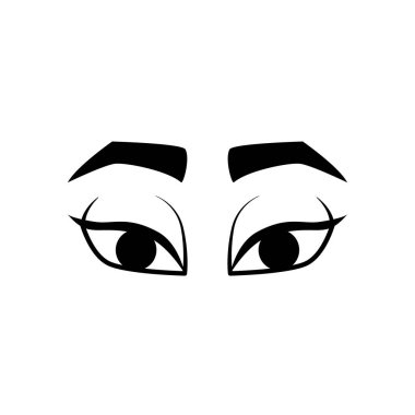 Çizgi film göz çizgisi simgesi. Çizgi film karakteri ifadeleri.