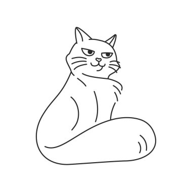 Kedi renk elementi olarak oturuyor. Çizgi film sevimli hayvan. 