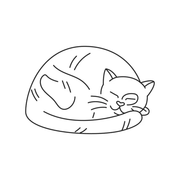 Chat Est Couché Élément Couleur Dessin Animé Animal Mignon — Image vectorielle