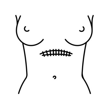 Enine kesme çizgisi simgesi. Karın kesikleri. 