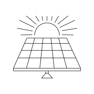 Güneş paneli renk çizgisi simgesi. Yenilenebilir enerji kaynakları. 