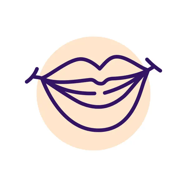 Cartoon Lippen Glimlach Lijn Pictogrammen Ingesteld Karakterhand — Stockvector