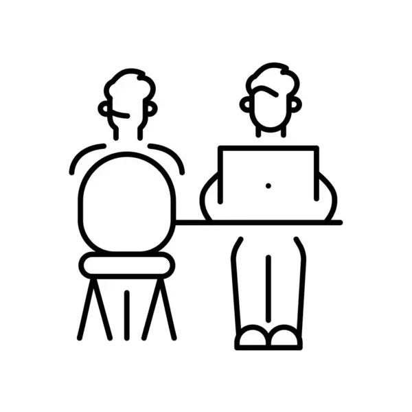 Interview Line Black Icon Sign Web Page Mobile App Button Stock Illustration
