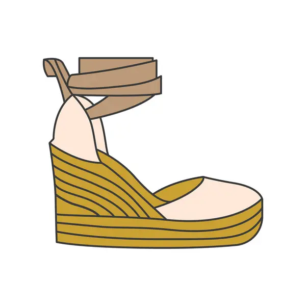 Wedge Espadrilles Line Color Icon Sign Web Page Mobile App Royalty Free Stock Vectors