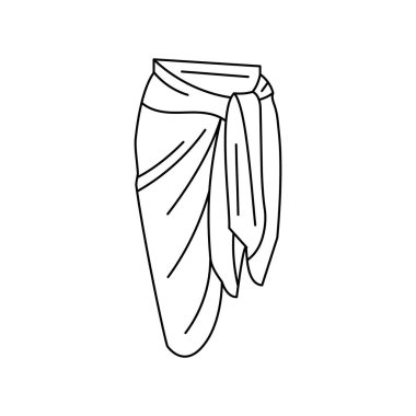 Yaz sarong çizgisi renk simgesi. Plaj giysileri web sayfası, mobil uygulama, düğme, logo tabelası.