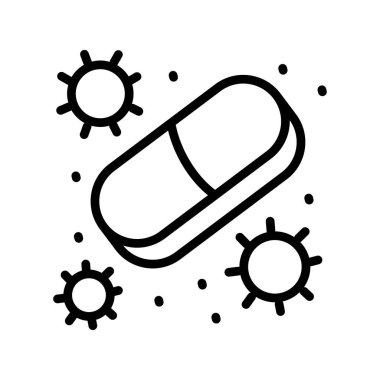 Antihistaminik çizgi siyah ikon. İzole edilmiş vektör düğmesi.