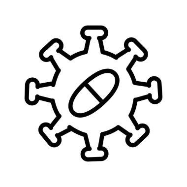 Antiviral çizgi siyah ikonu. İzole edilmiş vektör düğmesi.