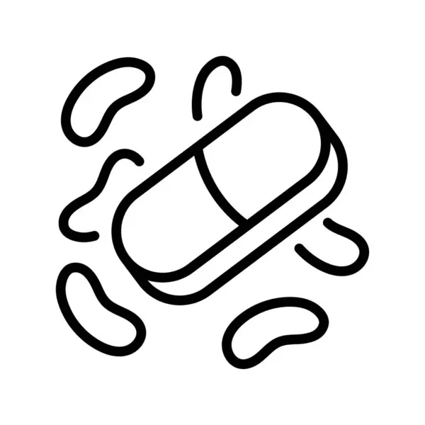 Icono Negro Línea Antibióticos Vector Botón Aislado Vectores de stock libres de derechos