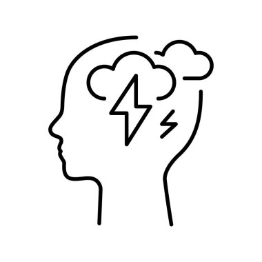 Depresyon çizgisi siyah simgesi. Web sayfası, mobil uygulama için insan hastalıkları işareti,