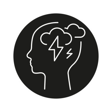 Depresyon çizgisi siyah simgesi. Web sayfası, mobil uygulama için insan hastalıkları işareti,