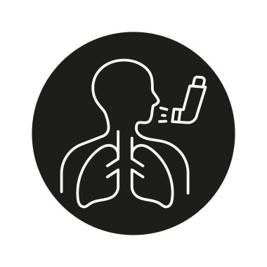Akciğer hastalığı astım çizgisi siyah ikon. Web sayfası, mobil uygulama için insan hastalıkları işareti,
