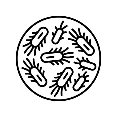 Escherichia coli line siyah ikon. Bağırsak mikrobiyotası. Web sayfası, mobil uygulama, düğme, logo için imza. İzole edilmiş vektör düğmesi. 