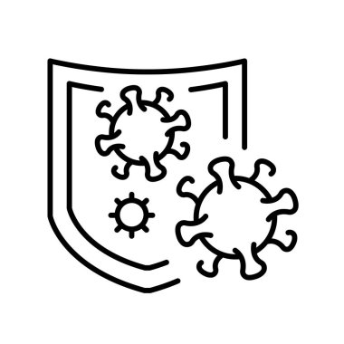 Bağışıklık sistemi koruma hattı siyah simgesi. Web sayfası, mobil uygulama, düğme, logo için imza. İzole edilmiş vektör düğmesi. 