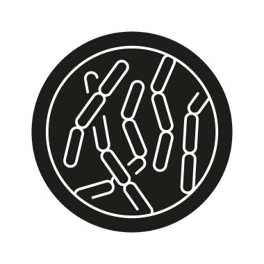 Bulgaricus çizgisi siyah ikonu. Mikroskobik probiyotikler. Web sayfası, mobil uygulama, düğme, logo için imza. İzole edilmiş vektör düğmesi. 