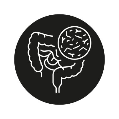 Gut microbiome line black icon. Intestine microbiota. Sign for web page, mobile app, button, logo. Vector isolated button.  clipart