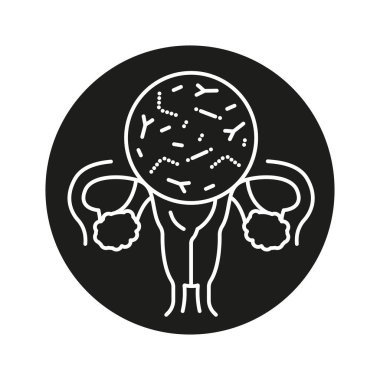 Vajinal mikro flora çizgisi siyah ikon. Web sayfası, mobil uygulama, düğme, logo için imza. İzole edilmiş vektör düğmesi. 
