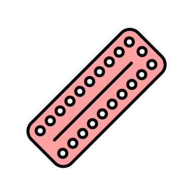 Doğum kontrol hapları siyah simge çizgisi. Web sayfası, mobil uygulama, düğme, logo için imza. İzole edilmiş vektör düğmesi. 