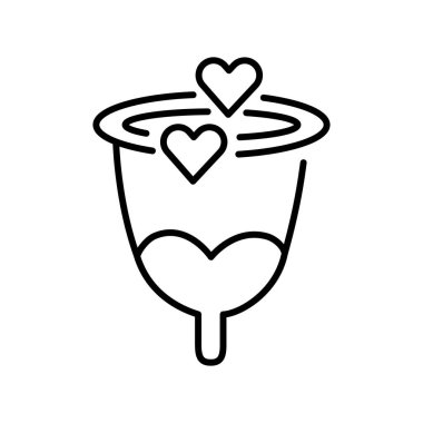 Adet bardağı çizgisi siyah ikon. Web sayfası, mobil uygulama, düğme, logo için imza. İzole edilmiş vektör düğmesi. 