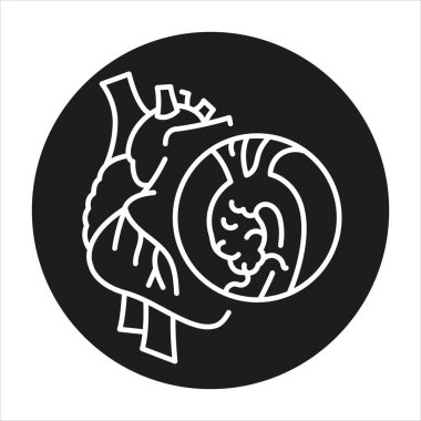 Yükselen aort anevrizması çizgisi siyah ikon. Web sayfası için işaretler