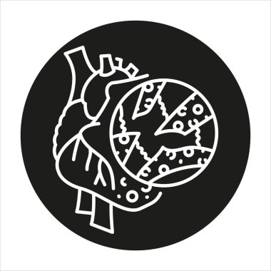 Miyokardit çizgisi siyah ikon. Web sayfası için işaretler