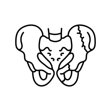 Pelvik kırılma çizgisi siyah simgesi.