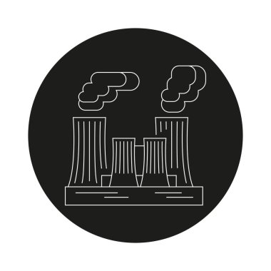 Nükleer santral renk çizgisi simgesi. Alternatif enerji kaynağı.