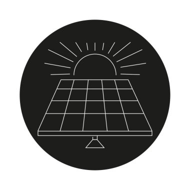 Güneş paneli renk çizgisi simgesi. Yenilenebilir enerji kaynakları. 