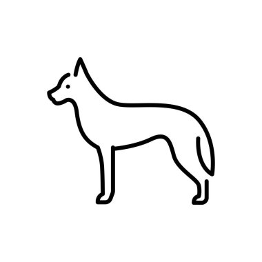 Dingo dog black line illustration. Animals of Australia. clipart