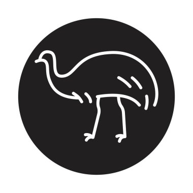 Australian ostrich Emu black line illustration. Animals of Australia. clipart