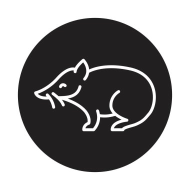 Proboscis kuskus siyah çizgi çizimi. Avustralya Hayvanları.