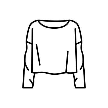 Uzun kollu tişört çizgisi siyah simge. 