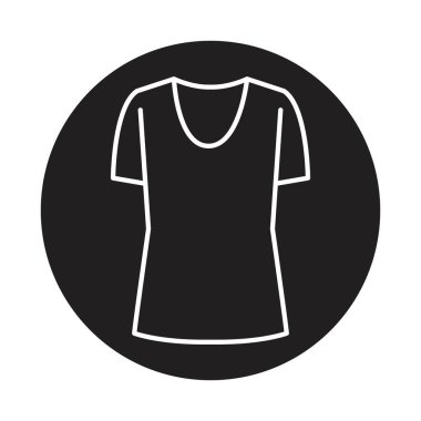 Kepçe Boyun tişörtü çizgi simgesi. 