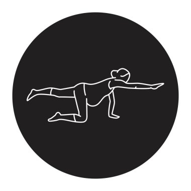 Hamile kadın çizgisi ikonu için kuş köpek pozu. Hamilelik egzersizleri.. 