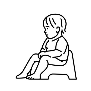 Çocuk tuvalet sırası ikonunda oturuyor.. 