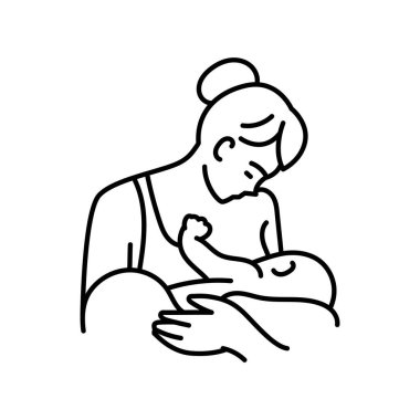 Bir anne bir çocuk çizgi simgesini besliyor. 