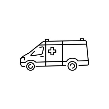 Ambulans siyah çizgi simgesi. 