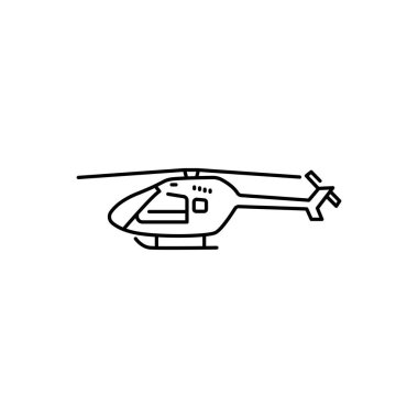 Helikopter siyah çizgi simgesi. 