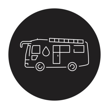 Kan nakli istasyonu siyah çizgi simgesi. 