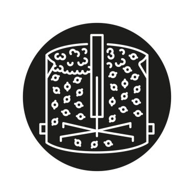 Siyah mineral işleme çizgisi simgesine konsantre olun. Web sayfası, mobil uygulama, düğme için imzala,