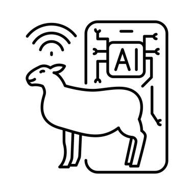 AI in Predictive Analysis black line icon.  clipart