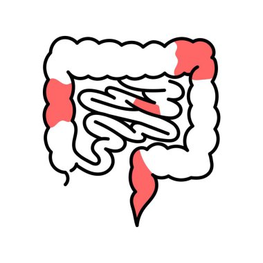 İltihaplı bağırsak hastalığı renk çizgisi ikonu. Otoimmün hastalıklar. 