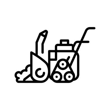 Kar Fırtınası siyah çizgi çizimi. Kar temizleme makinesi.