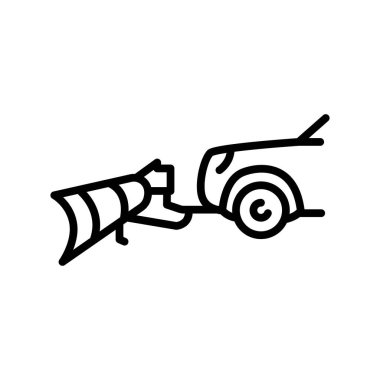 Araca monte edilmiş siyah kar küreme çizgisi çizimi. Kar temizleme makinesi.