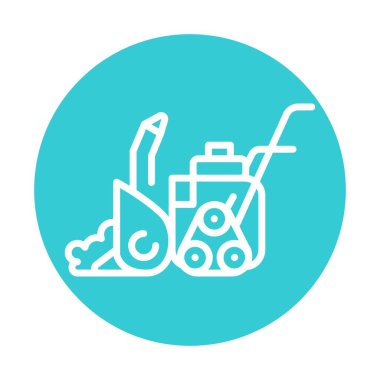 Kar Fırtınası siyah çizgi çizimi. Kar temizleme makinesi.