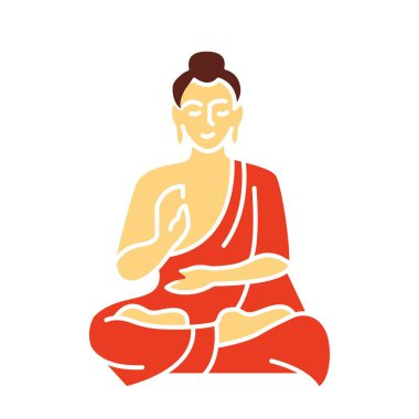 Buda meditasyon çizgisi ikonu. Budist bayramı. Vektör izole edildi 