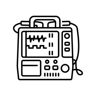 Defibrilatör-monitör satır siyah simgesi