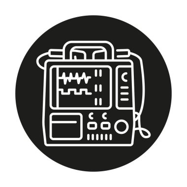 Defibrilatör-monitör satır siyah simgesi